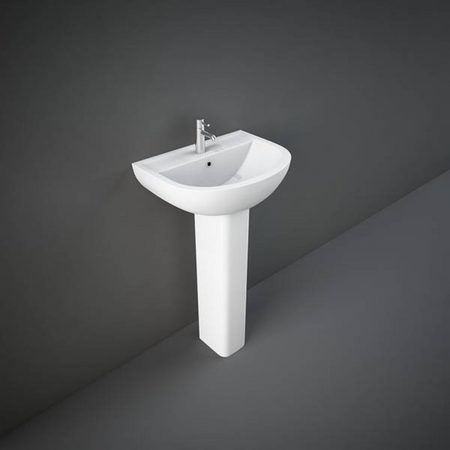 RAK Ceramics Compact Pedestal Basin - 1 Tap Hole (2 sizes, White) BASIN ONLY - Brand New Bathrooms