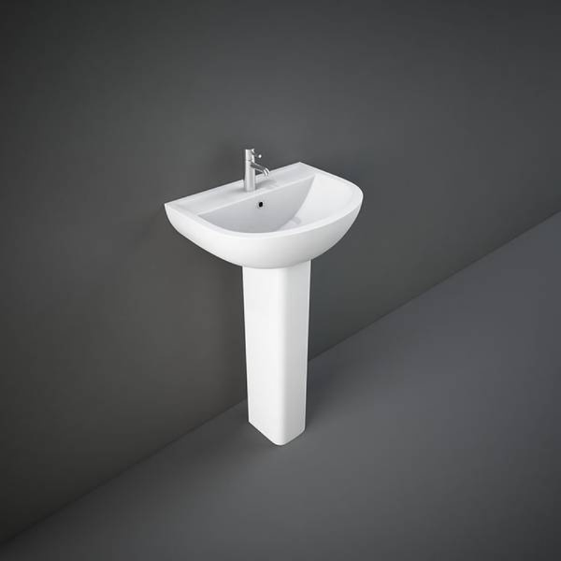 RAK Ceramics Compact Pedestal Basin - 1 Tap Hole (2 sizes, White) BASIN ONLY - Brand New Bathrooms