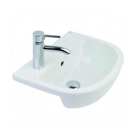 RAK Ceramics Compact Semi Recessed Basin - 1 Tap Hole (1 size, White) - Brand New Bathrooms