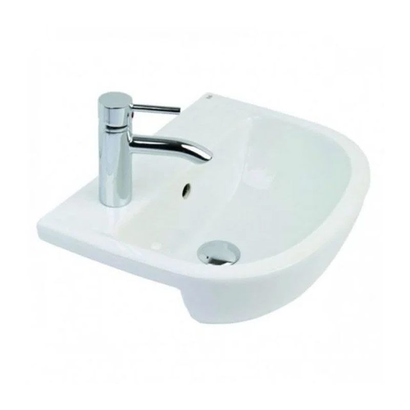 RAK Ceramics Compact Semi Recessed Basin - 1 Tap Hole (1 size, White) - Brand New Bathrooms