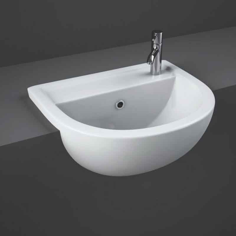RAK Ceramics Compact 325mm Semi Recessed Basin with 1 Tap Hole (1 size, 2 styles, White) - Brand New Bathrooms