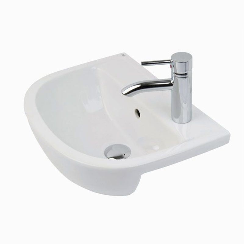RAK Ceramics Compact 325mm Semi Recessed Basin with 1 Tap Hole (1 size, 2 styles, White) - Brand New Bathrooms