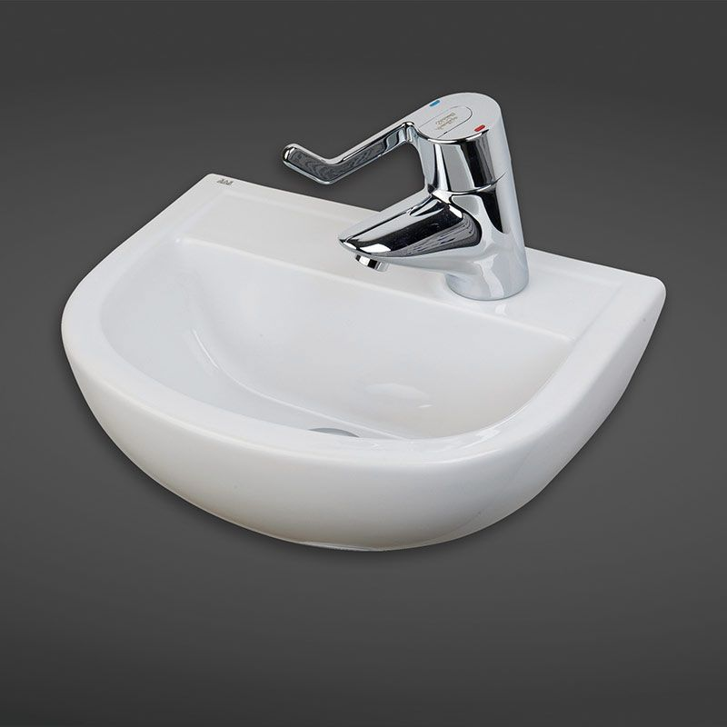 RAK Ceramics Compact 380mm Wall Hung Basin (1 size, 3 styles, White) - Brand New Bathrooms