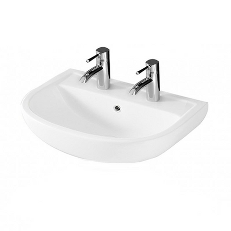 RAK Ceramics Compact Pedestal Basin with 2 Tap Holes (2 sizes, White) BASIN ONLY - Brand New Bathrooms