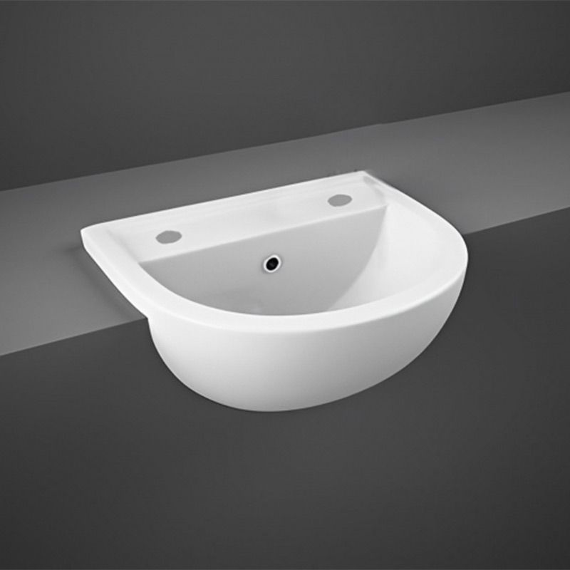 RAK Ceramics Compact 415mm Semi Recessed Basin with 2 Tap Holes (1 size, White) - Brand New Bathrooms