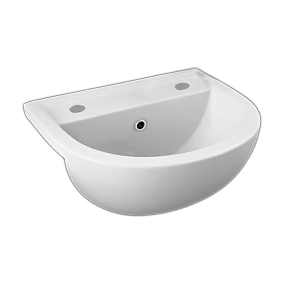 RAK Ceramics Compact 415mm Semi Recessed Basin with 2 Tap Holes (1 size, White)