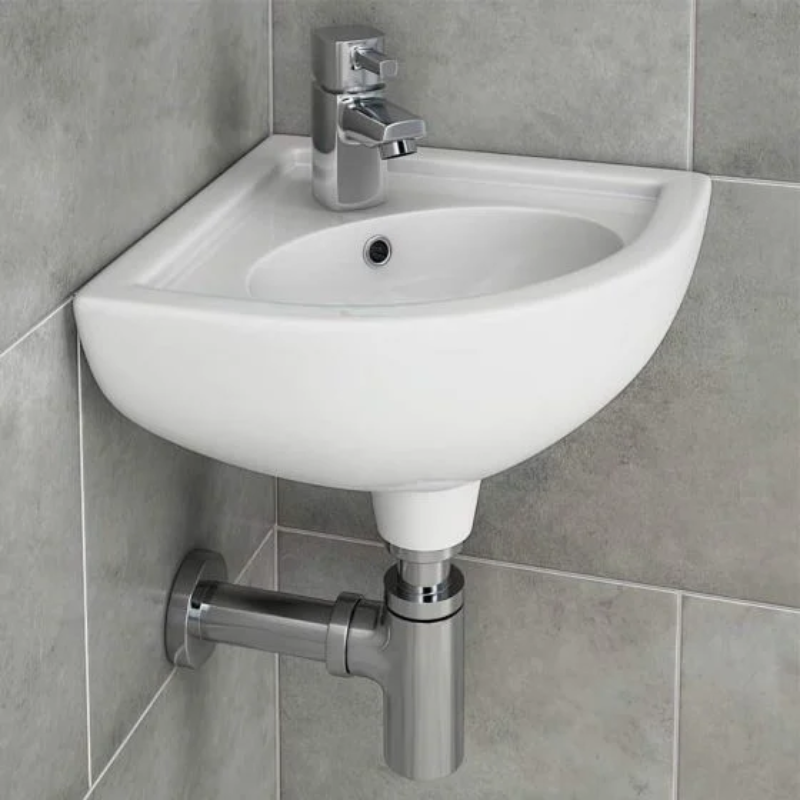 RAK Ceramics Compact Corner Basin (1 size, 2 styles, White) - Brand New Bathrooms
