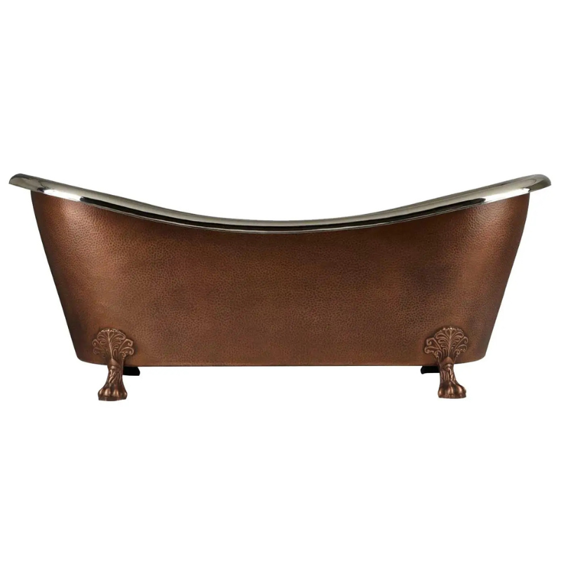 Coppersmith Creations Hammered Clawfoot Copper Bathtub (1 size, Nickel Interior, Antique Copper Exterior) - Brand New Bathrooms