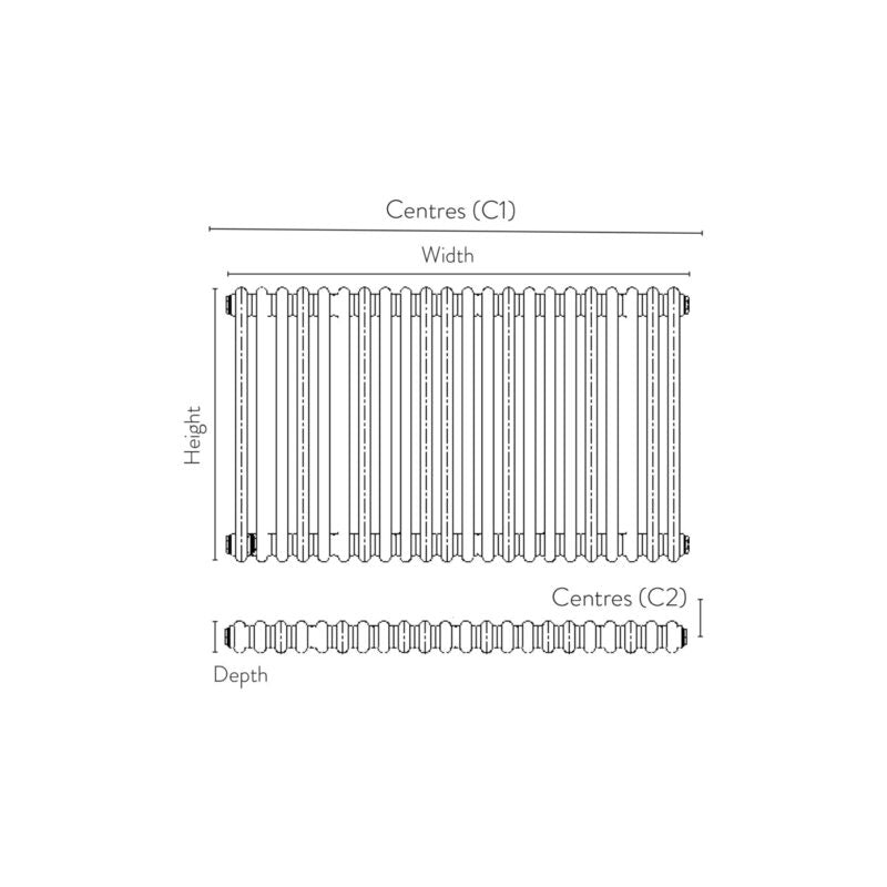 Scudo 3 Column Horizontal Designer Radiator (4 sizes, 3 colours) - Brand New Bathrooms