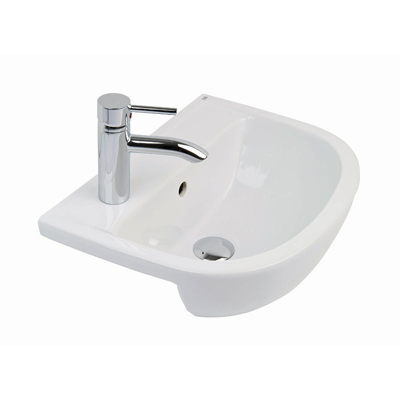 RAK Ceramics Compact 325mm Semi Recessed Basin with 1 Tap Hole (1 size, 2 styles, White) - Brand New Bathrooms