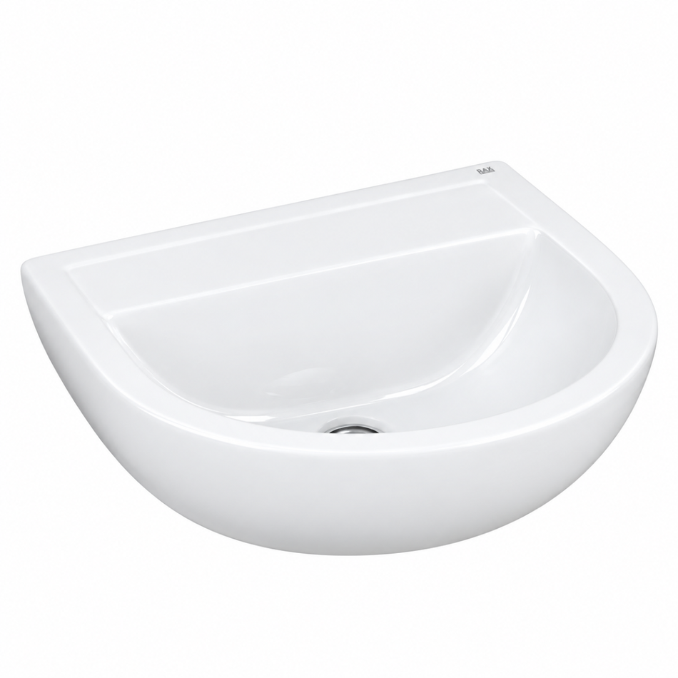 RAK Ceramics Compact Wash Basin with No Tap Hole (1 size, White)