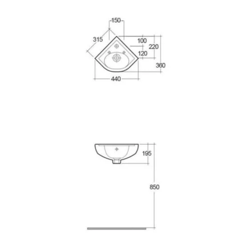 RAK Ceramics Compact Corner Basin (1 size, 2 styles, White) - Brand New Bathrooms