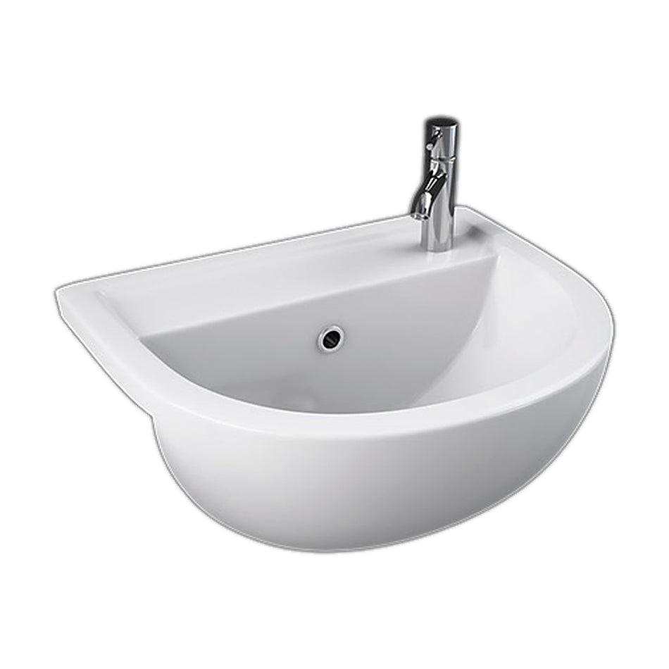 RAK Ceramics Compact 550mm Semi Recessed Basin - 1 Tap Hole (1 size, White)