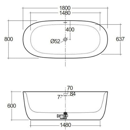 RAK Ceramics Contour Freestanding Bath Tub (1 size, 3 styles, White) - Brand New Bathrooms