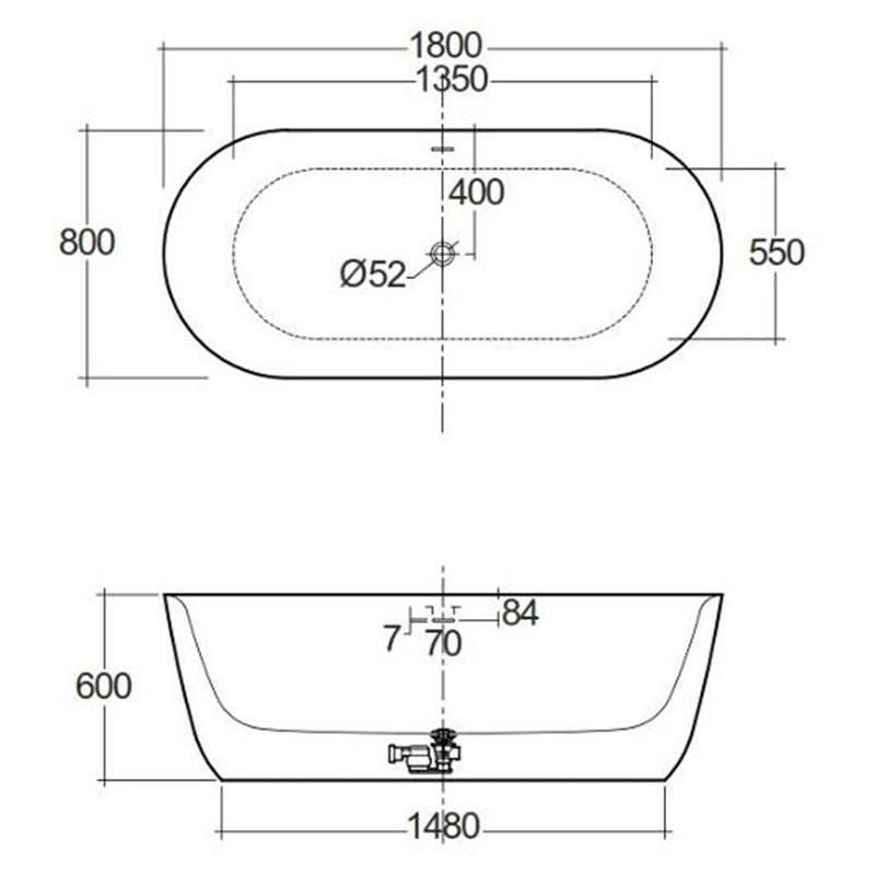 RAK Ceramics Contour Freestanding Bath Tub (1 size, 3 styles, White) - Brand New Bathrooms