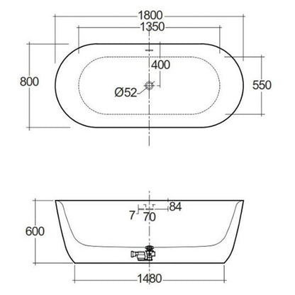 RAK Ceramics Contour Freestanding Bath Tub (1 size, 3 styles, White) - Brand New Bathrooms