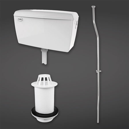 RAK Ceramics Concealed Urinal Auto Cistern 4.5l Capacity complete with Sparge Pipe Sets, Back Inlet Spreader and Urinal Waste suitable for 1 Urinal (1 size, White) - Brand New Bathrooms