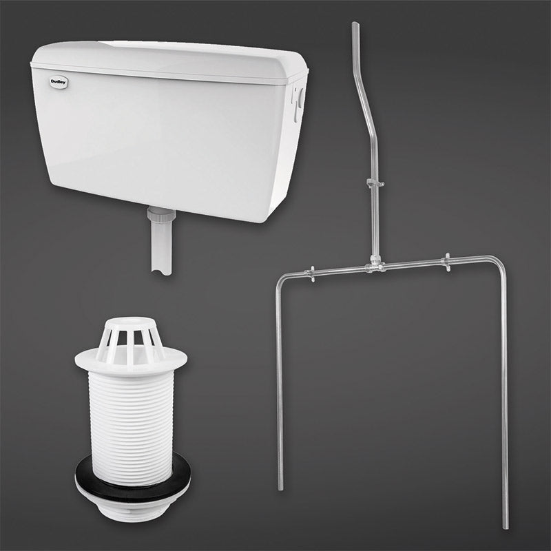 RAK Ceramics Concealed Urinal Auto Cistern 9.0l Capacity complete with Sparge Pipe Sets, Back Inlet Spreader and Urinal Waste suitable for 2 Urinals (1 size, White) - Brand New Bathrooms