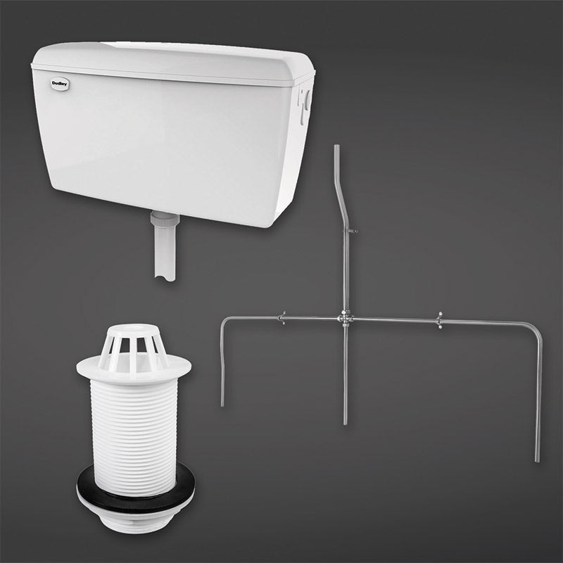 RAK Ceramics Concealed Urinal Auto Cistern 13.5l Capacity complete with Sparge Pipe Sets, Back Inlet Spreader and Urinal Waste suitable for 3 Urinals (1 size, White) - Brand New Bathrooms