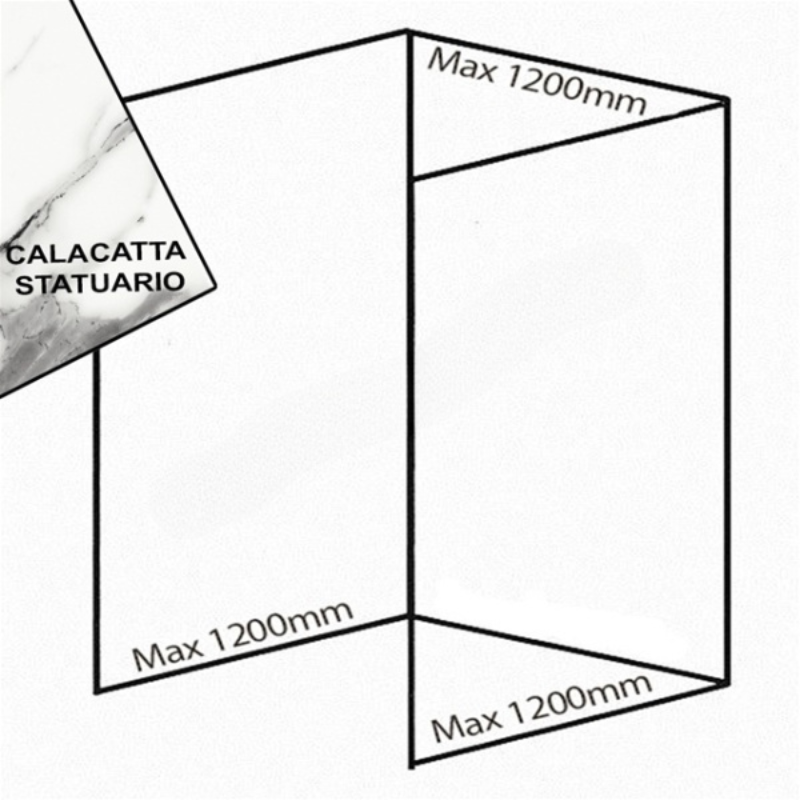 Bushboard Nuance Recess Pack D3 (for Shower Enclosures up to 1200mm) Calacatta Statuario - Brand New Bathrooms