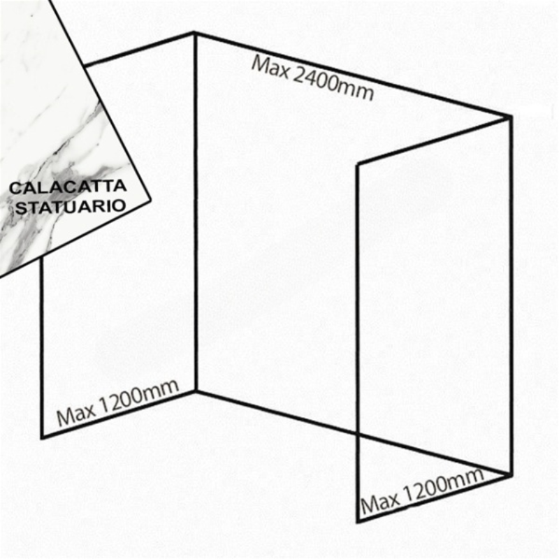 Bushboard Nuance Recess Pack F3 (for Shower Enclosures up to 2400mm) Calacatta Statuario - Brand New Bathrooms