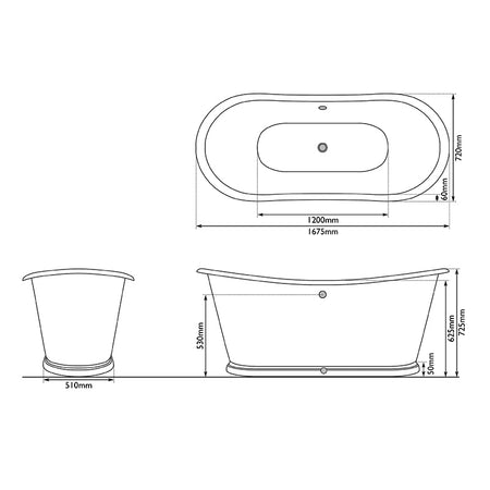 Hurlingham Caravel Bateau Double Ended Cast Iron Bathtub (1 size, any colour) - Brand New Bathrooms