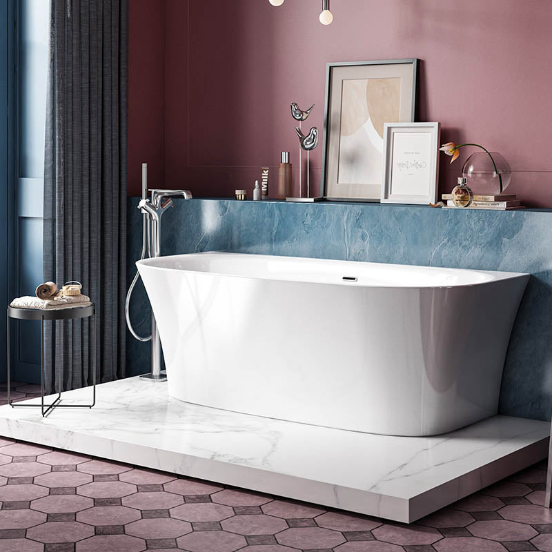 Charlotte Edwards Carme Back to Wall Acrylic Oval Bathtub - Brand New Bathrooms