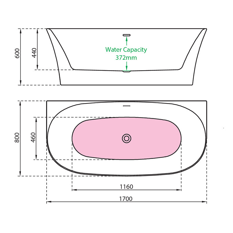 Charlotte Edwards Carme Back to Wall Acrylic Oval Bathtub - Brand New Bathrooms