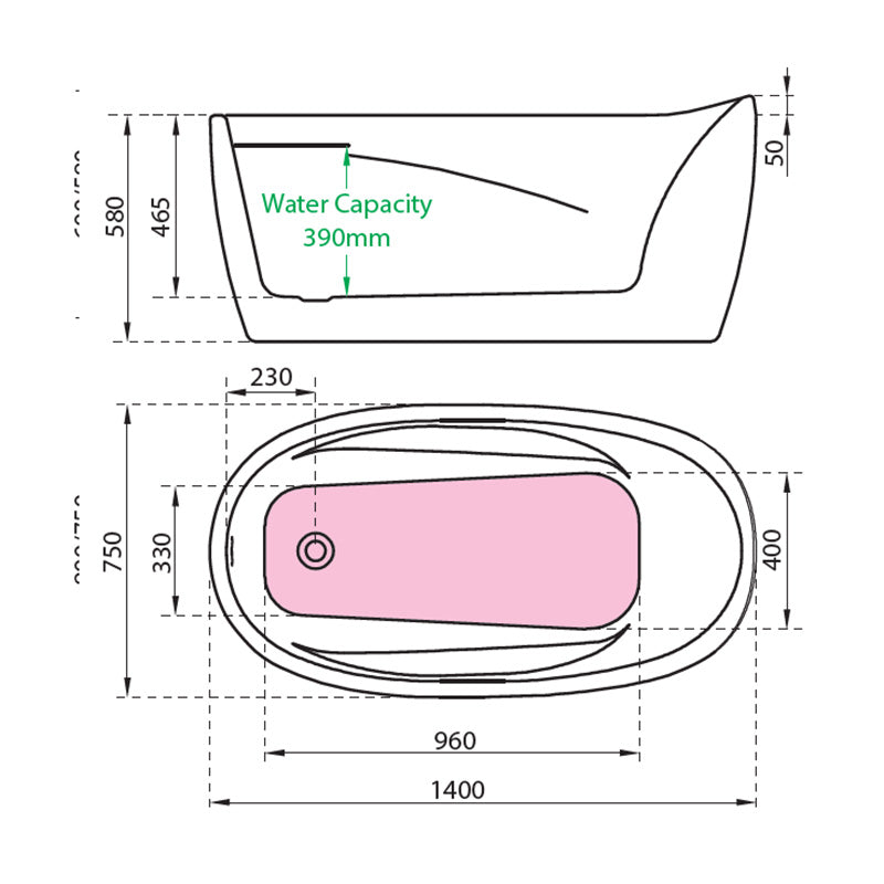 Charlotte Edwards Ceres Freestanding Acrylic Oval Bathtub with Arm supports - Brand New Bathrooms