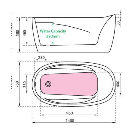 Charlotte Edwards Ceres Freestanding Acrylic Oval Bathtub with Arm supports - Brand New Bathrooms