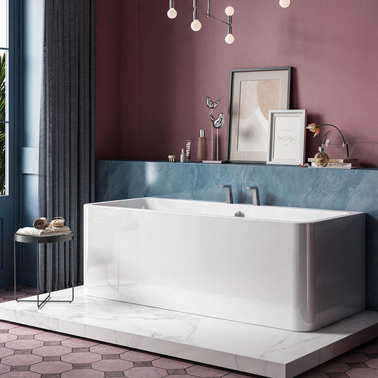 Charlotte Edwards Stratford Back to Wall Acrylic & Steel Rectangular Bathtub - Brand New Bathrooms
