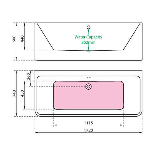 Charlotte Edwards Stratford Back to Wall Acrylic & Steel Rectangular Bathtub - Brand New Bathrooms