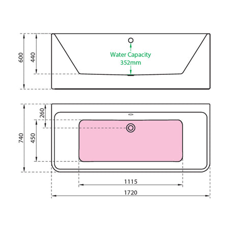Charlotte Edwards Stratford Back to Wall Acrylic & Steel Rectangular Bathtub - Brand New Bathrooms