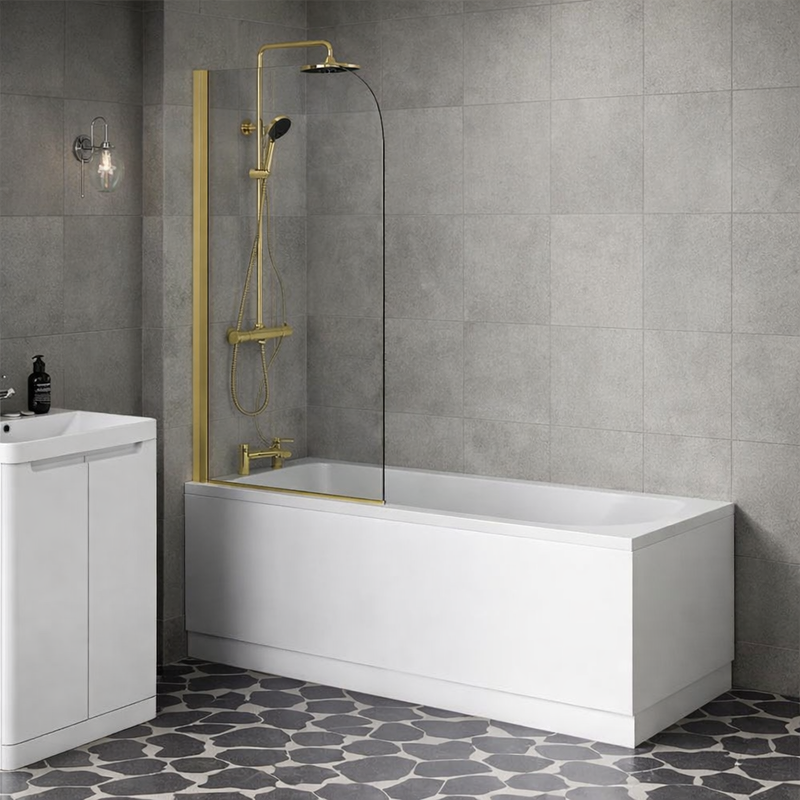 Brand New Bathrooms Curved Shower Bath Screen (1 size, Black, Chrome. Brass) - Brand New Bathrooms