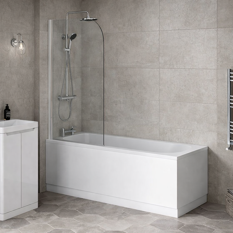 Brand New Bathrooms Curved Shower Bath Screen (1 size, Black, Chrome. Brass) - Brand New Bathrooms