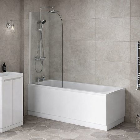 Brand New Bathrooms Curved Shower Bath Screen (1 size, Black, Chrome. Brass) - Brand New Bathrooms