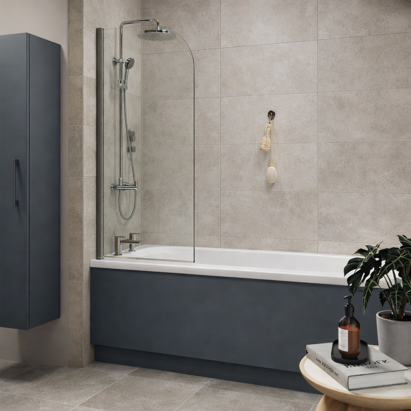 Brand New Bathrooms Curved Shower Bath Screen (1 size, Black, Chrome. Brass) - Brand New Bathrooms