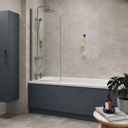 Brand New Bathrooms Curved Shower Bath Screen (1 size, Black, Chrome. Brass) - Brand New Bathrooms