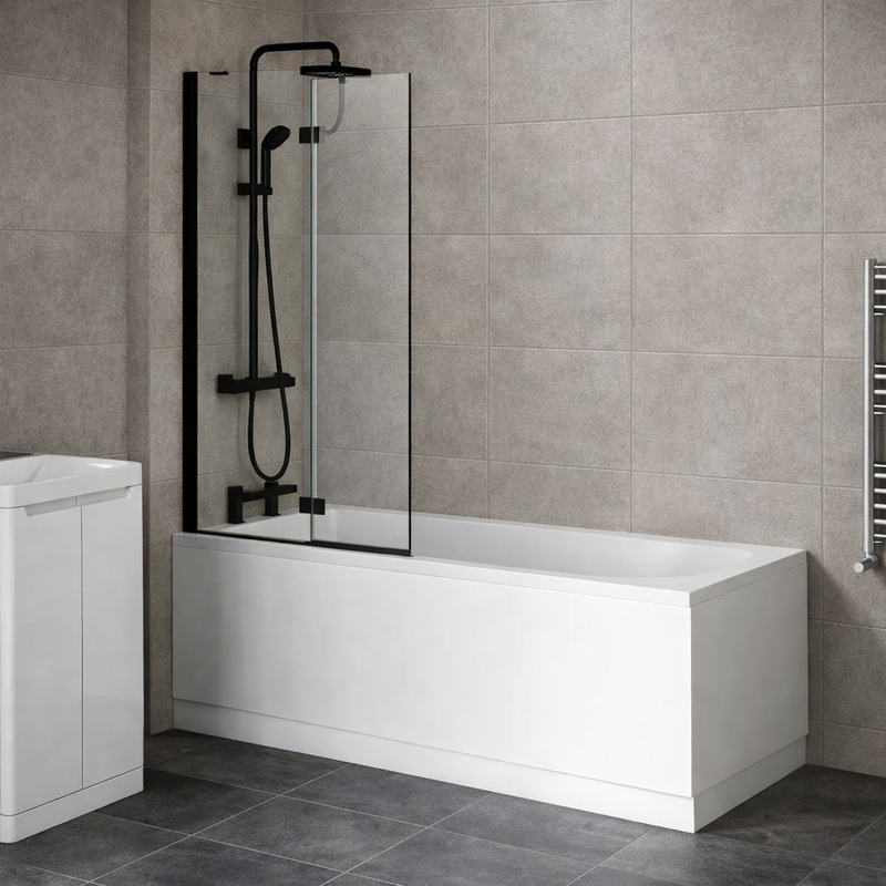Brand New Bathrooms 2 Piece Hinged Folding Bath Screen (1 size, 2 colours) - Brand New Bathrooms