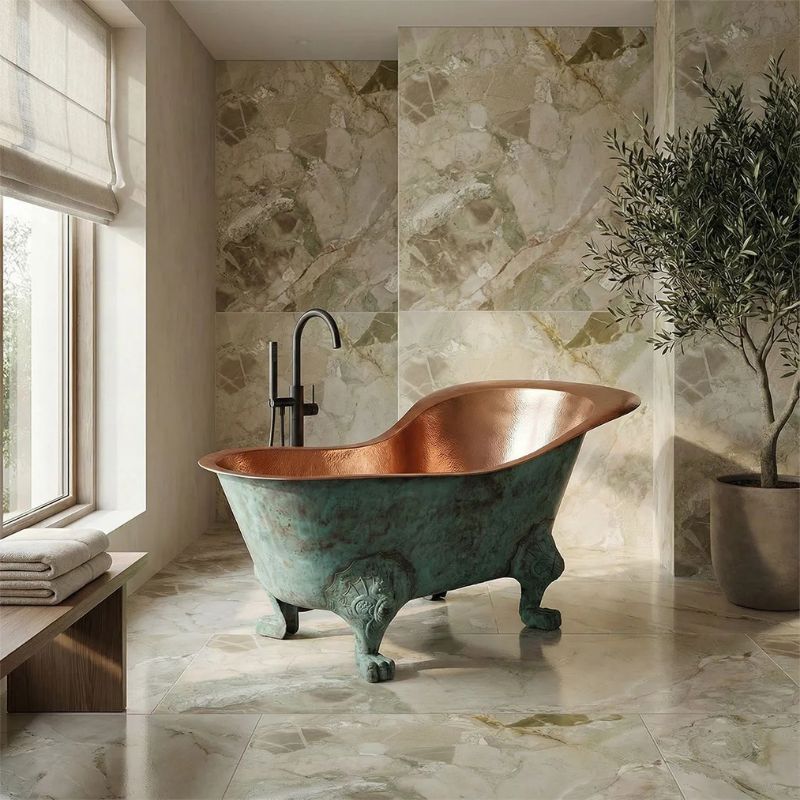 Coppersmith Creations Clawfoot Chinese Style Copper Tub (1 size, Antique Copper Interior, Patina Exterior) - Brand New Bathrooms