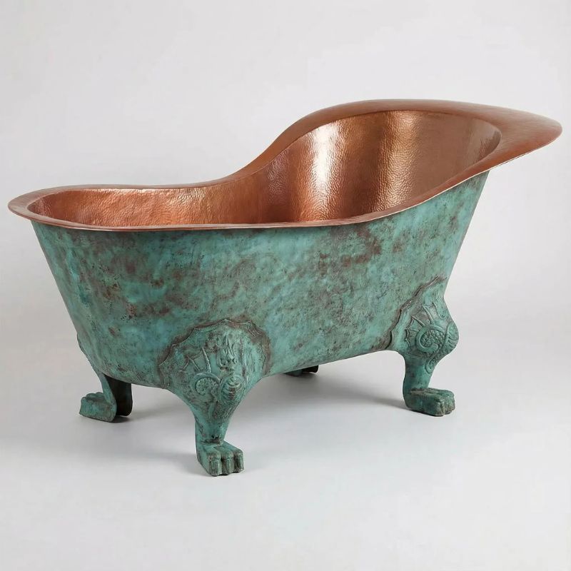 Coppersmith Creations Clawfoot Chinese Style Copper Tub (1 size, Antique Copper Interior, Patina Exterior) - Brand New Bathrooms