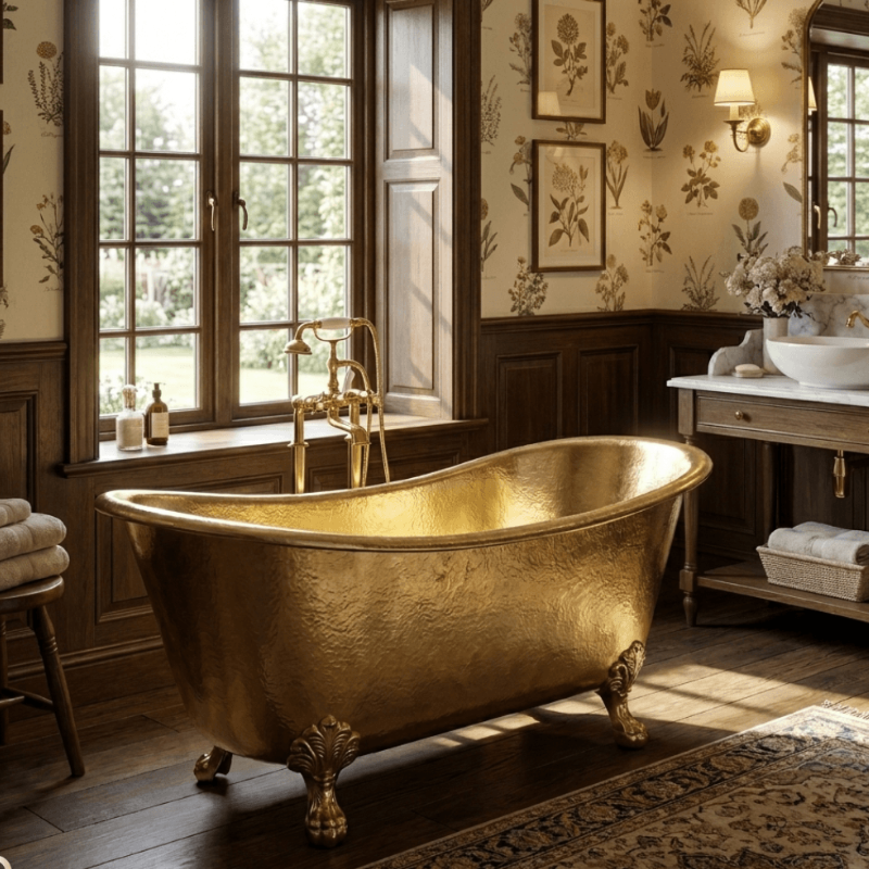Coppersmith Creations Clawfoot Hammered Brass Bathtub (1 size, Brass) - Brand New Bathrooms
