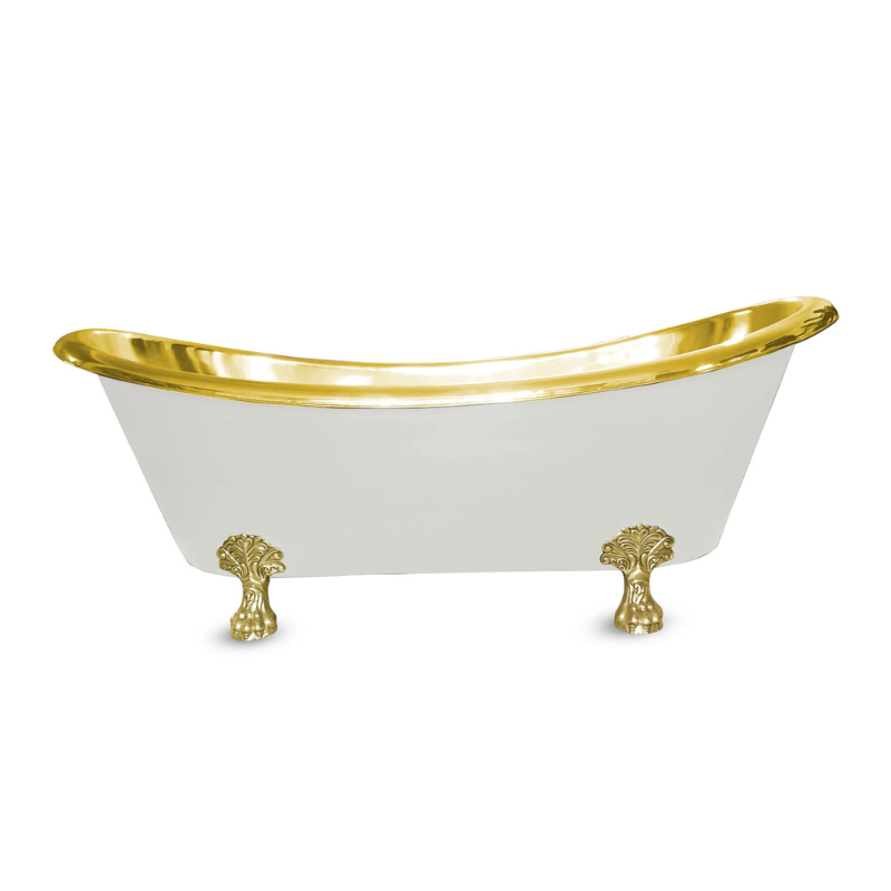 Coppersmith Creations Clawfoot Brass Bathtub (1 size, Polished Brass Interior, Matt White Exterior) - Brand New Bathrooms