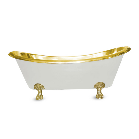 Coppersmith Creations Clawfoot Brass Bathtub (1 size, Polished Brass Interior, Matt White Exterior) - Brand New Bathrooms