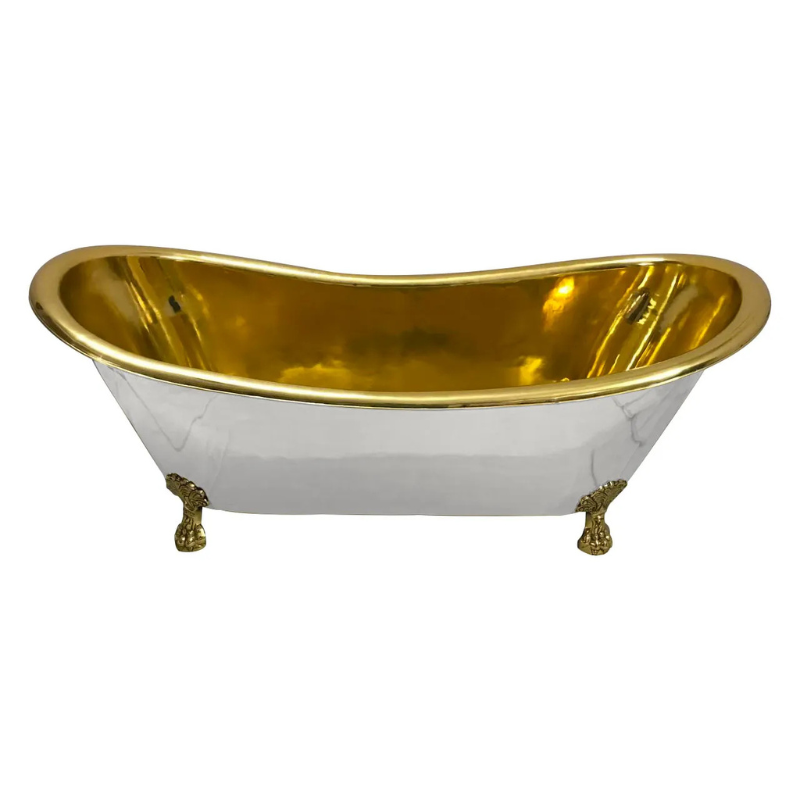 Coppersmith Creations Clawfoot Brass Bathtub (1 size, Polished Brass Interior, Matt White Exterior) - Brand New Bathrooms