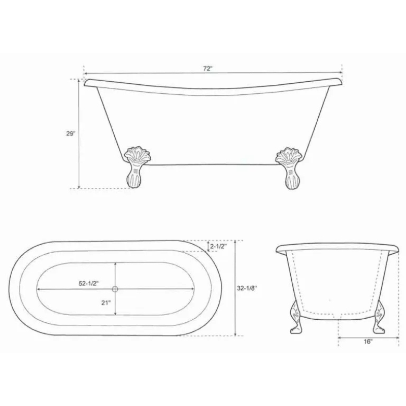 Coppersmith Creations Clawfoot Brass Bathtub (1 size, Polished Brass Interior, Matt White Exterior) - Brand New Bathrooms
