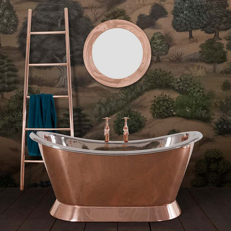 Hurlingham Copper Bateau Small Double Ended Slipper Bathtub (1 size, Copper Exterior, Nickel Interior) - Brand New Bathrooms