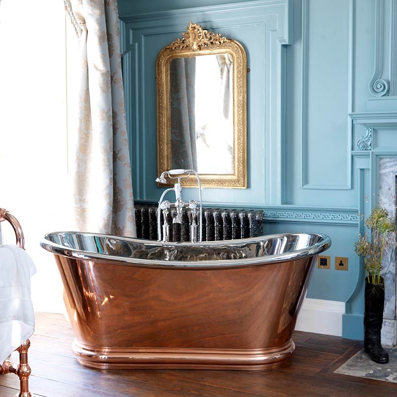 Hurlingham Bulle Double Ended Copper/Nickel Bathtub (1 size, 2 styles) - Brand New Bathrooms