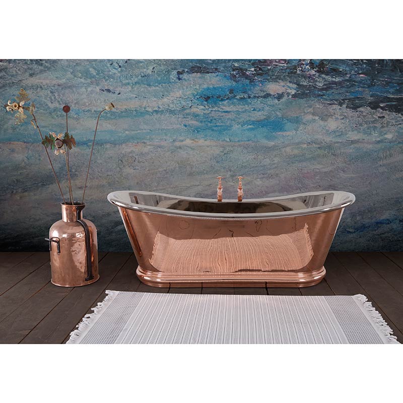 Hurlingham Bulle Reserve Large Double Ended Copper Bathtub (1 size, Copper Exterior, Nickel Interior) - Brand New Bathrooms