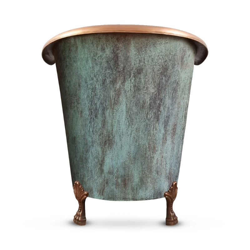Coppersmith Creations Clawfoot Hammered Copper Double Slipper 48" Soaking Tub (1 size, Blue-Green Patina Exterior) - Brand New Bathrooms